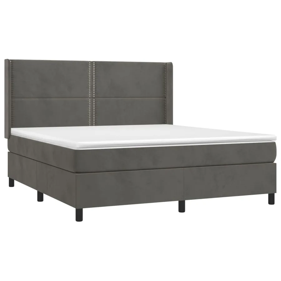 Sommier à lattes de lit et matelas Gris foncé 180x200cm Velours - 3