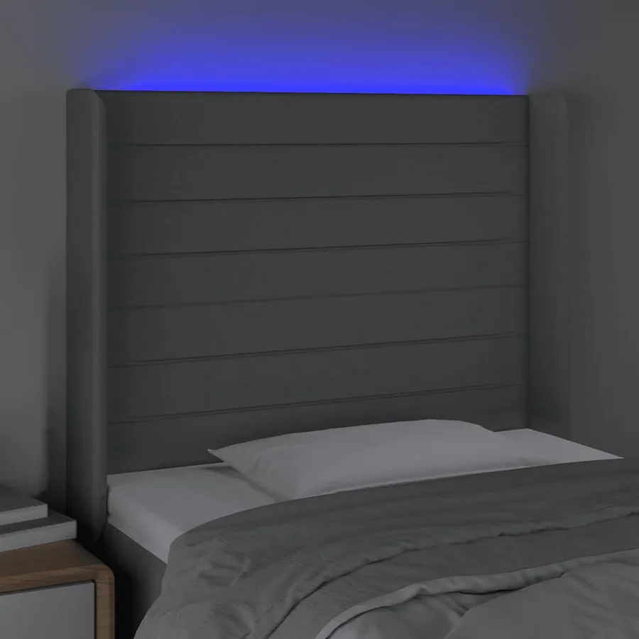Tête de lit à LED Gris clair 93x16x118/128 cm Tissu - 4