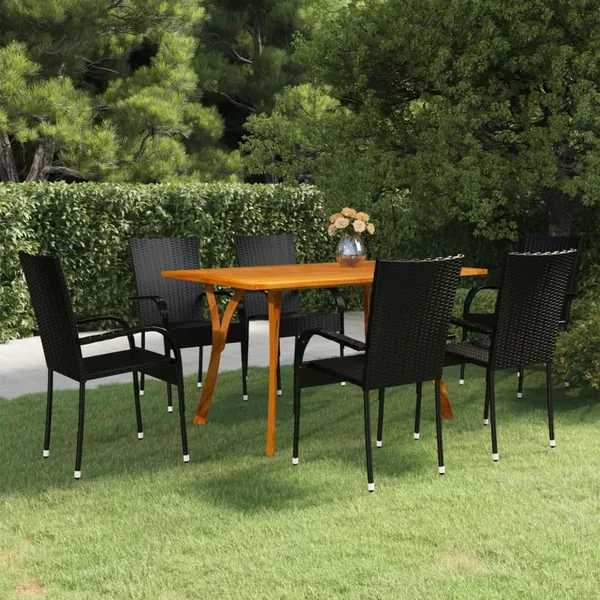 Ensemble à manger de jardin 7 pcs Noir