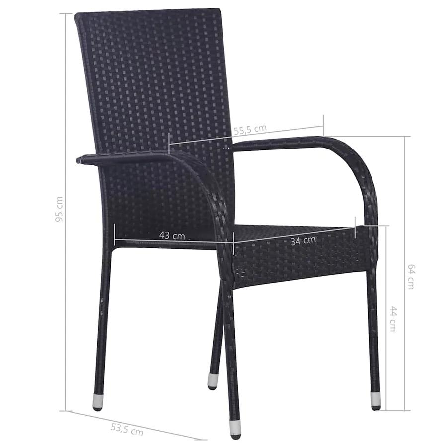 Ensemble à manger de jardin 7 pcs Noir - 10
