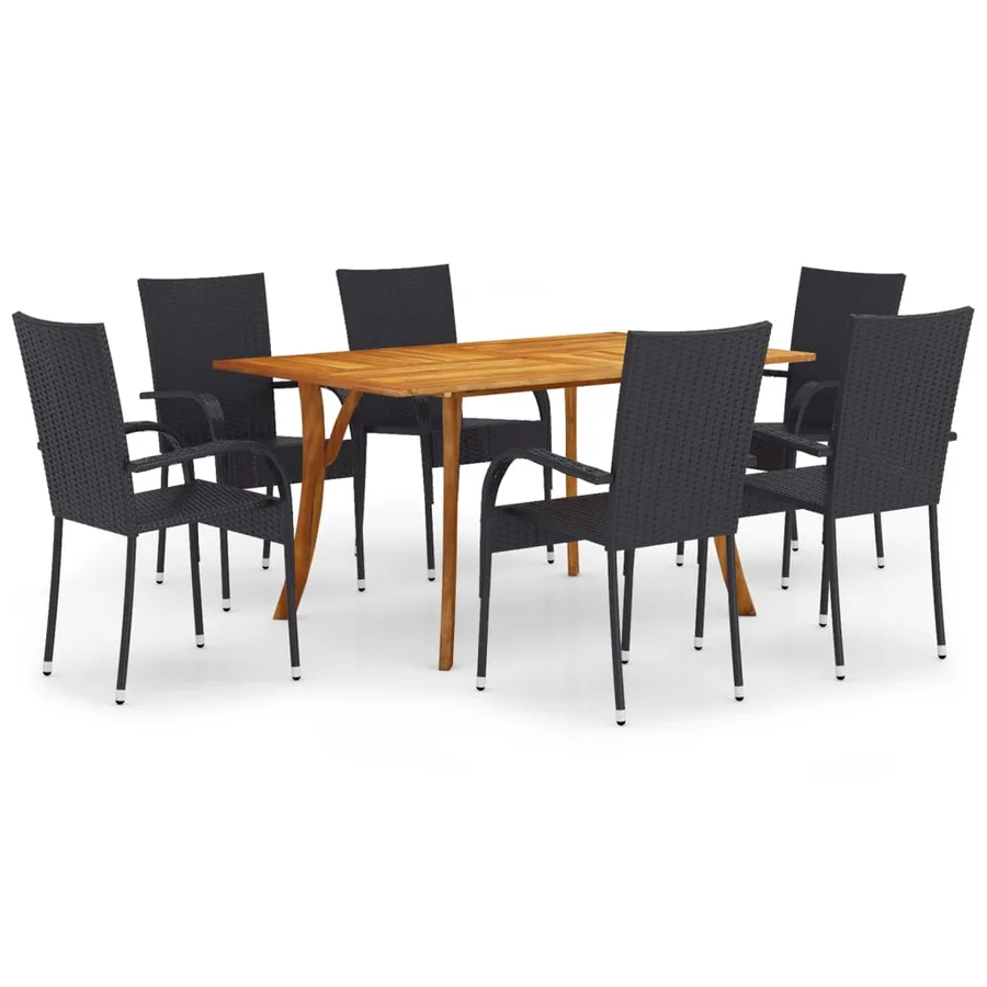 Ensemble à manger de jardin 7 pcs Noir - 2