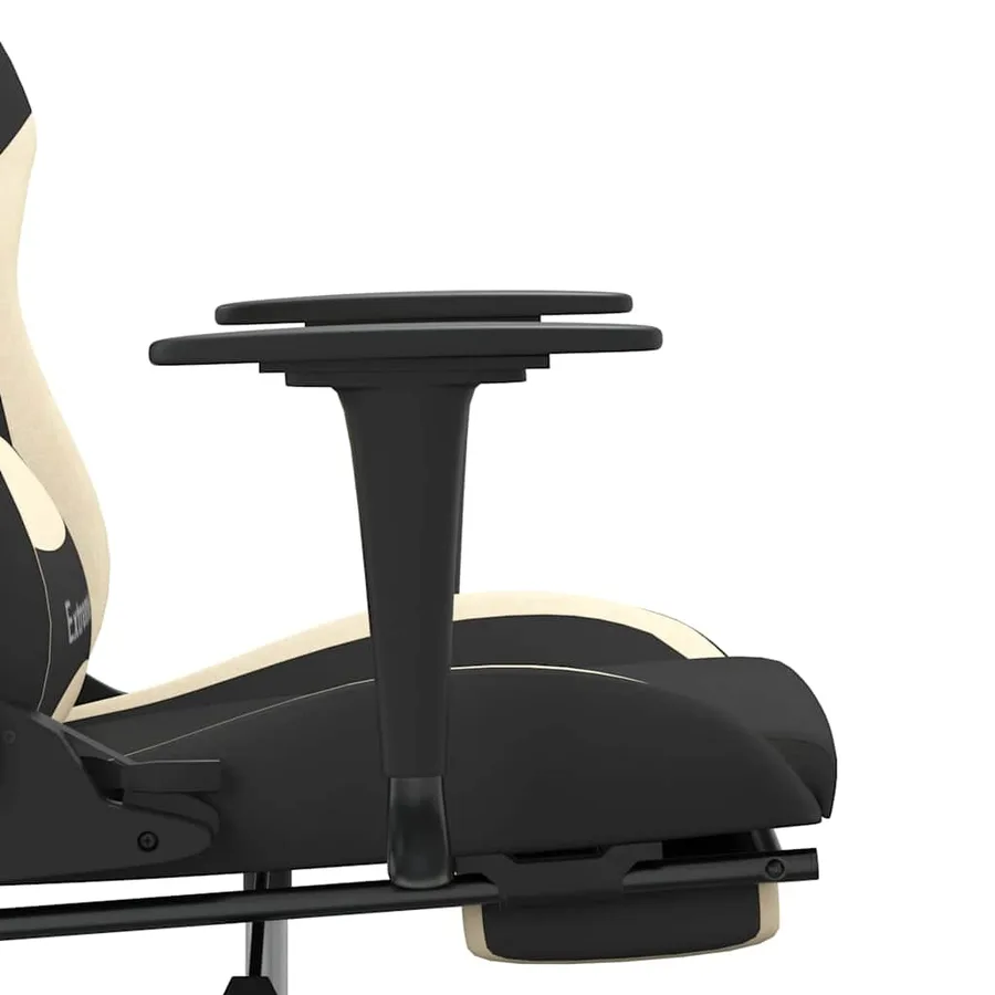 Chaise de jeu de massage avec repose-pied Noir et crème Tissu - 10