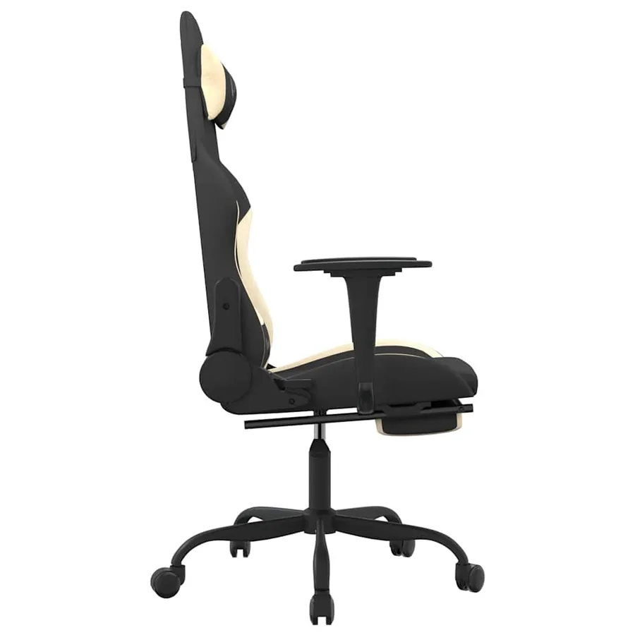 Chaise de jeu de massage avec repose-pied Noir et crème Tissu - 5