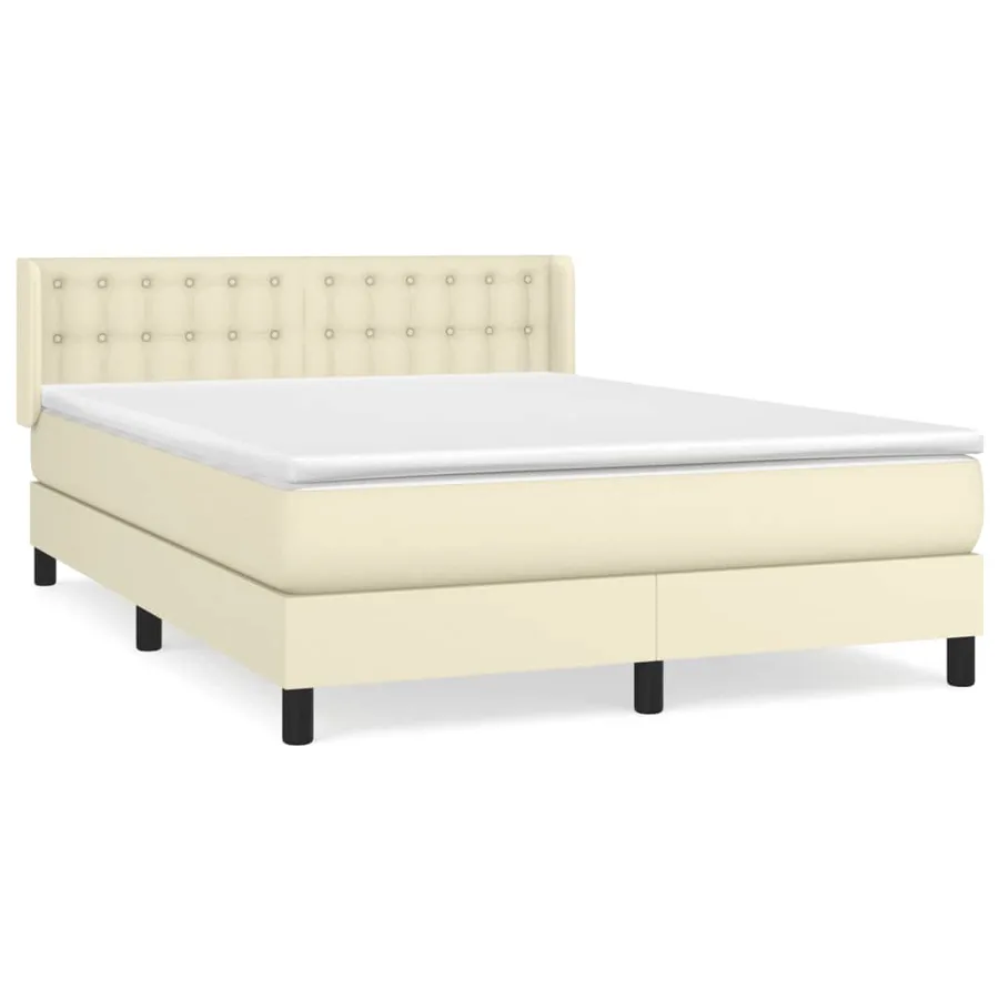 Sommier à lattes de lit avec matelas Crème 140x200cm Similicuir - 2