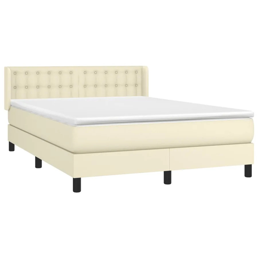 Sommier à lattes de lit avec matelas Crème 140x200cm Similicuir - 3