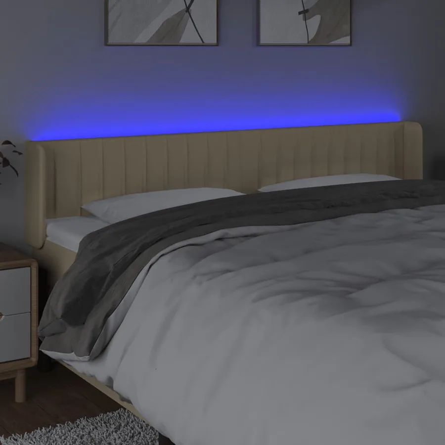 Tête de lit à LED Crème 203x16x78/88 cm Tissu - 4