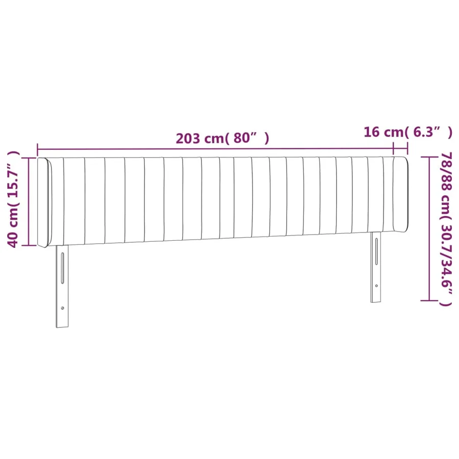 Tête de lit à LED Crème 203x16x78/88 cm Tissu - 6