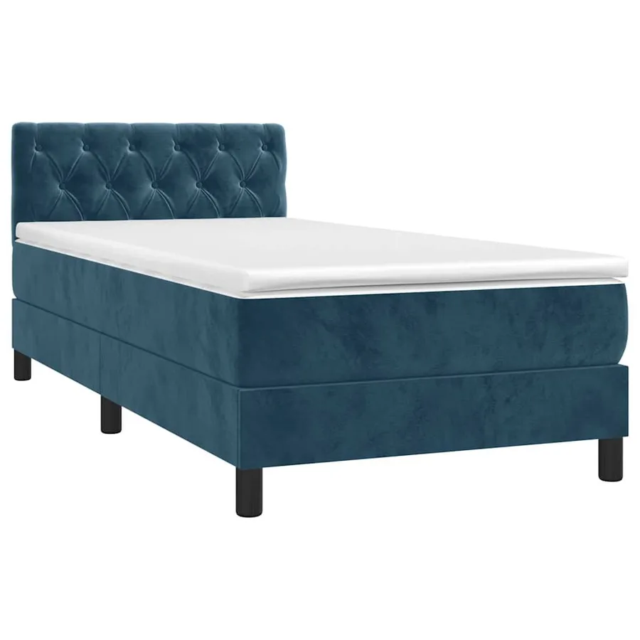 Sommier à lattes de lit avec matelas et LED Bleu foncé 80x200cm - 3