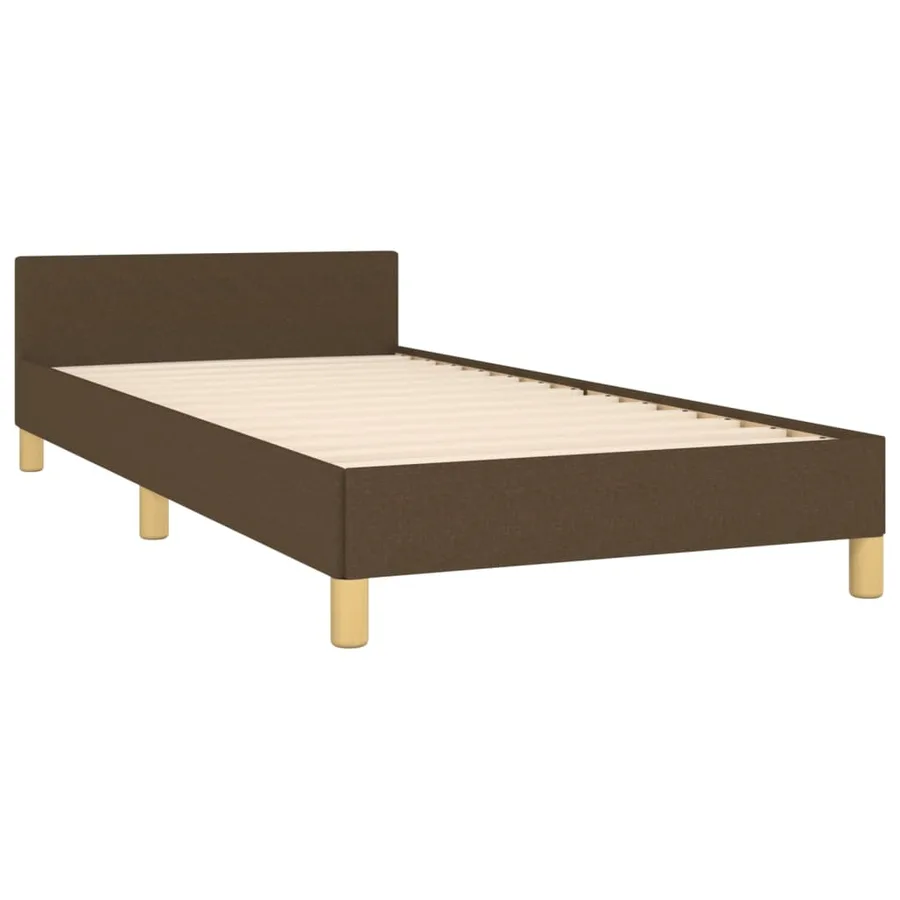 Cadre de lit sans matelas marron foncé 100x200 cm tissu - 5
