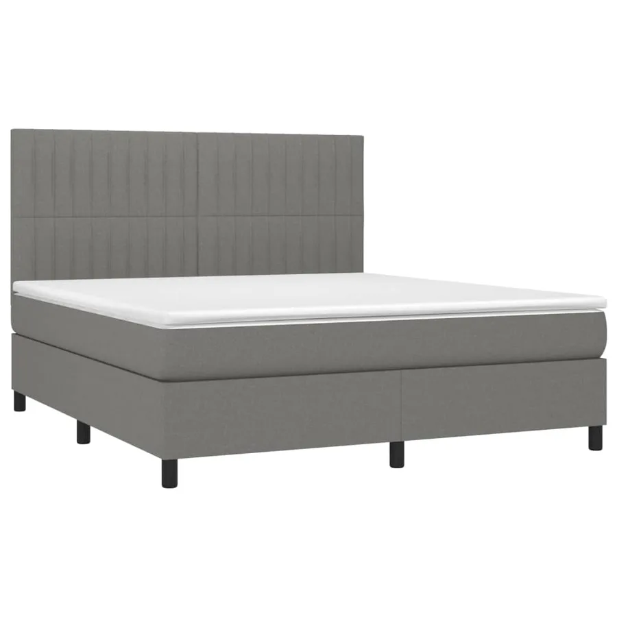 Sommier à lattes de lit et matelas et LED Gris foncé 160x200 cm - 3