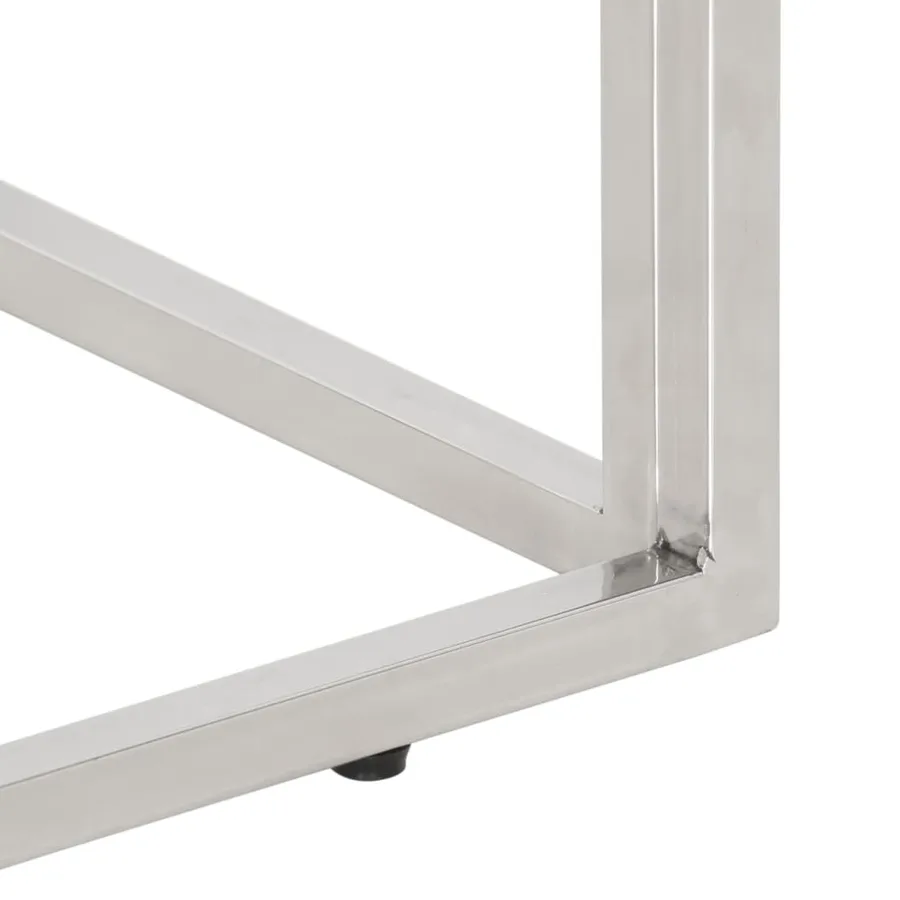 Table console argenté acier inoxydable et verre trempé - 7