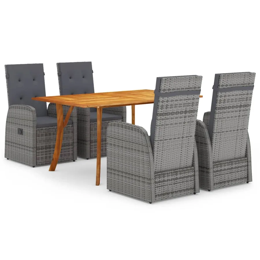 Ensemble à manger de jardin 5 pcs Gris