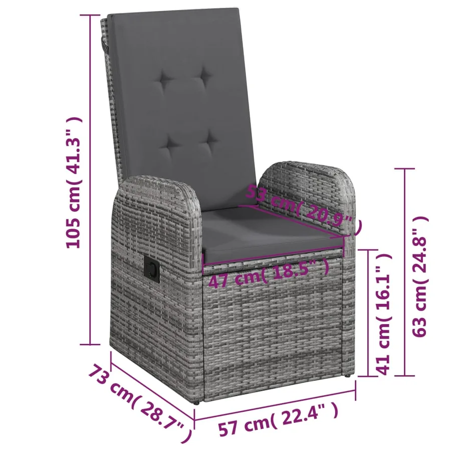 Ensemble à manger de jardin 5 pcs Gris - 9