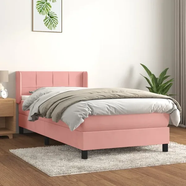 Sommier à lattes de lit avec matelas Rose 90x200 cm Velours