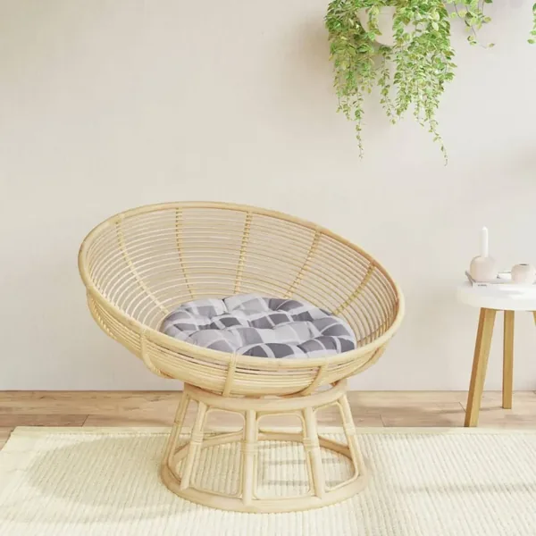 Coussin rond motif à carreaux gris Ø 60 x11 cm tissu oxford