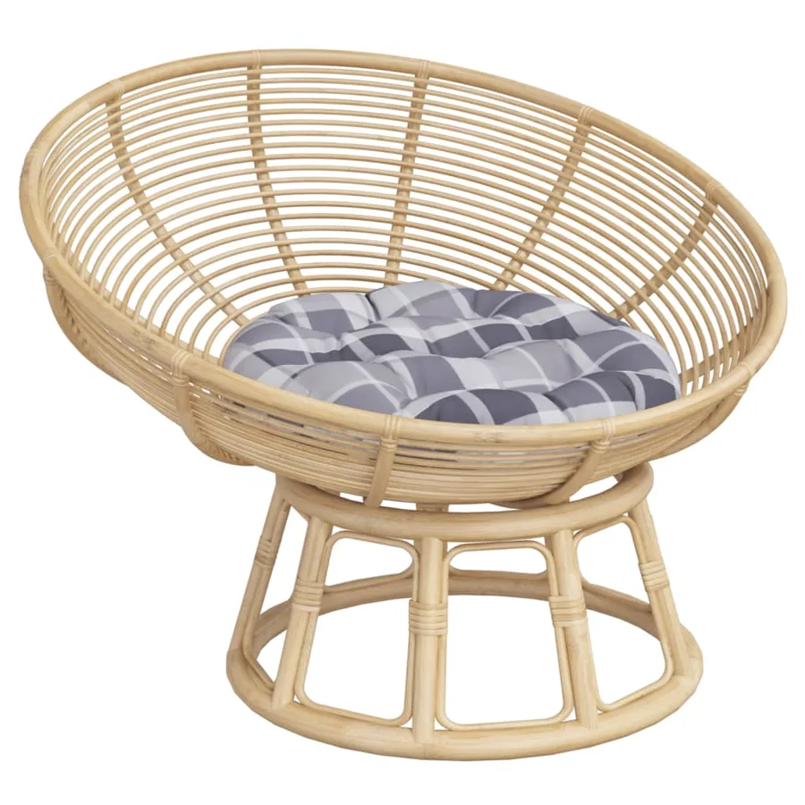 Coussin rond motif à carreaux gris Ø 60 x11 cm tissu oxford - 3