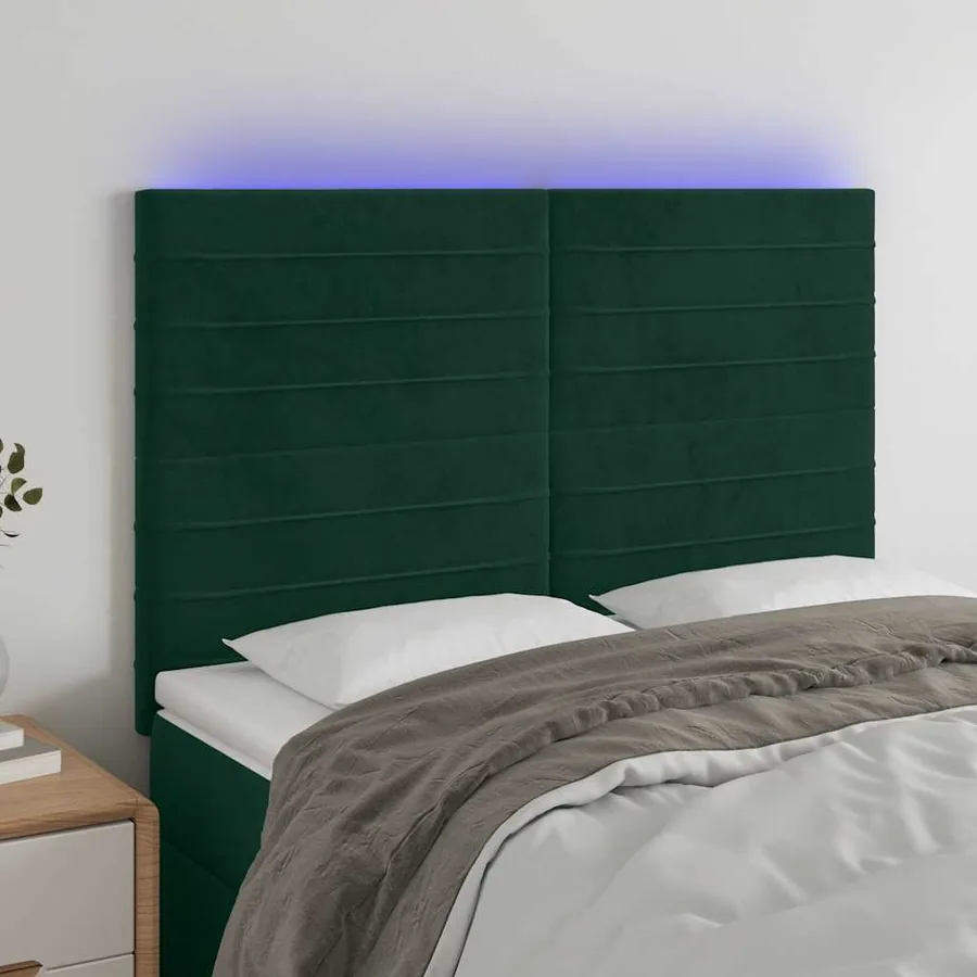 Tête de lit à LED Vert foncé 144x5x118/128 cm Velours