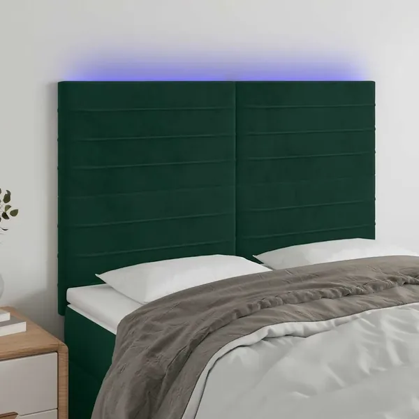 Tête de lit à LED Vert foncé 144x5x118/128 cm Velours