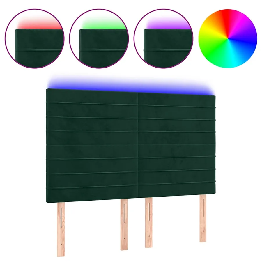 Tête de lit à LED Vert foncé 144x5x118/128 cm Velours - 2