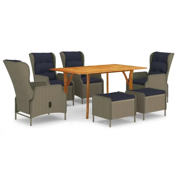 Ensemble à manger de jardin 7 pcs Marron