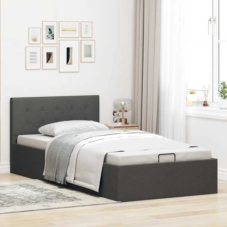 Cadre de lit à rangement hydraulique sans matelas 90x200 cm - 3