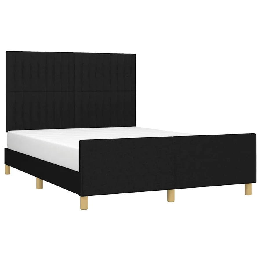 Cadre de lit sans matelas noir 140x190 cm tissu - 3