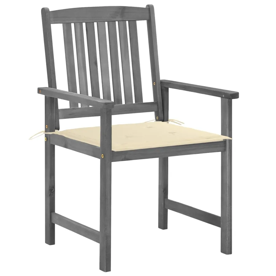 Chaises de jardin et coussins lot de 2 Gris Bois acacia massif - 3