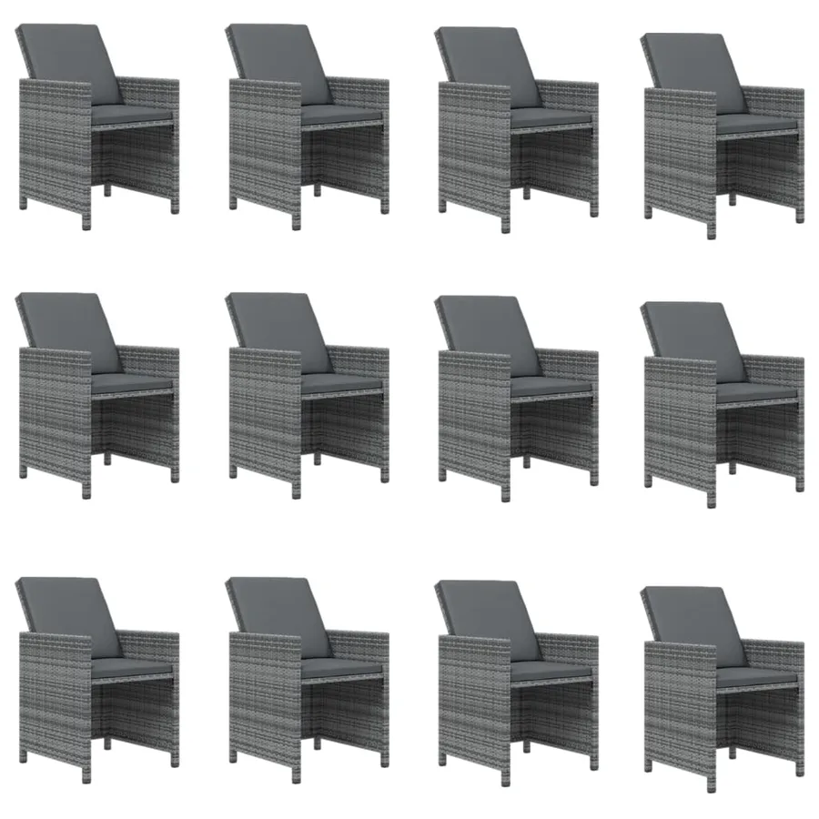 Ensemble à manger de jardin coussins 13 pcs Résine tressée Gris - 4