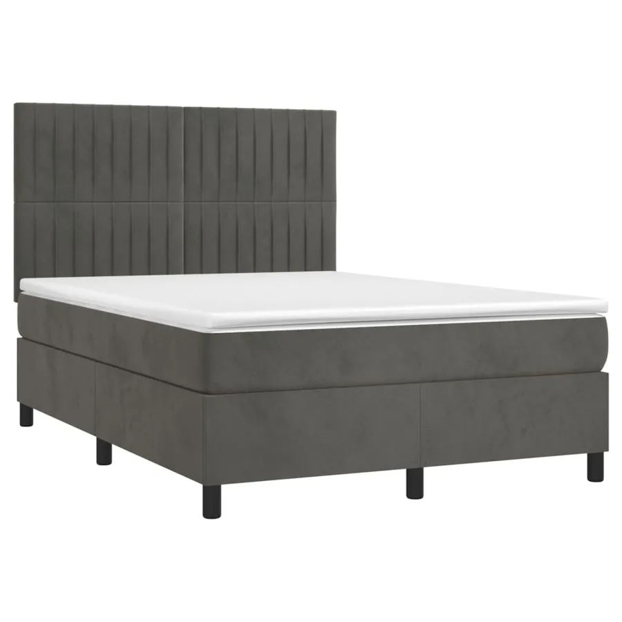 Sommier à lattes de lit avec matelas LED Gris foncé 140x200 cm - 3