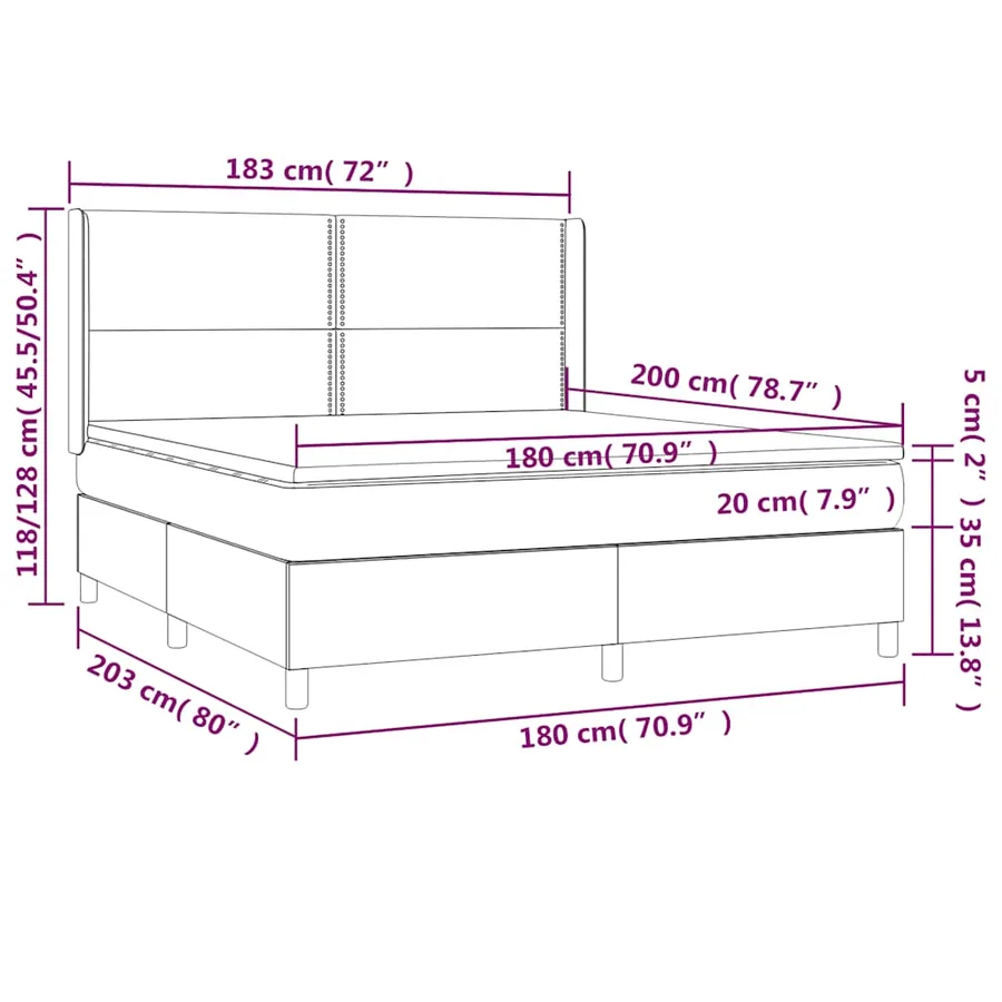Sommier à lattes de lit matelas et LED Vert foncé 180x200 cm - 9