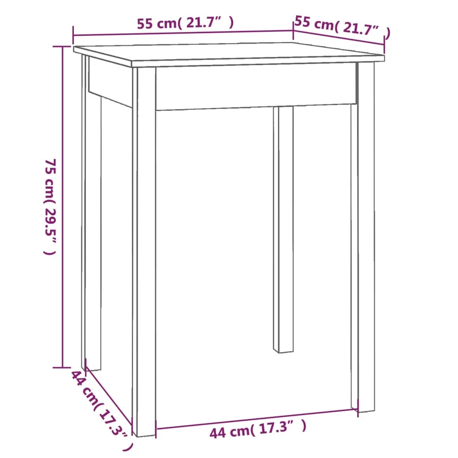 Table à manger 55x55x75 cm Bois massif de pin - 8