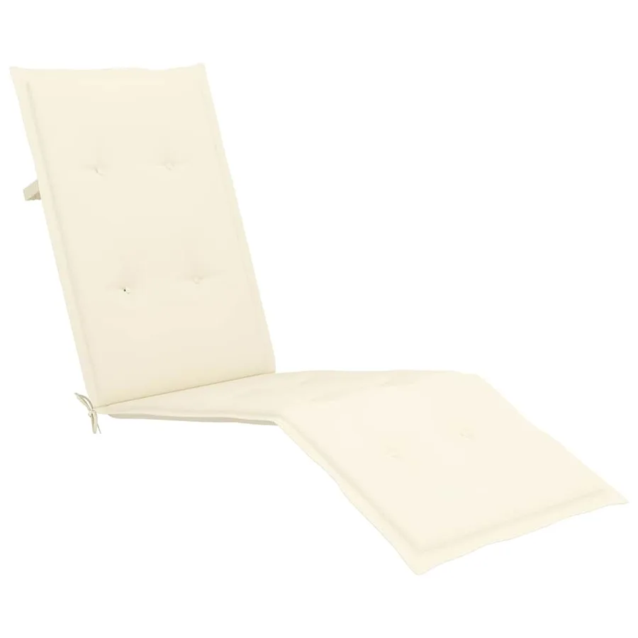 Chaise longue d'extérieur repose-pied et coussin Acacia solide - 6