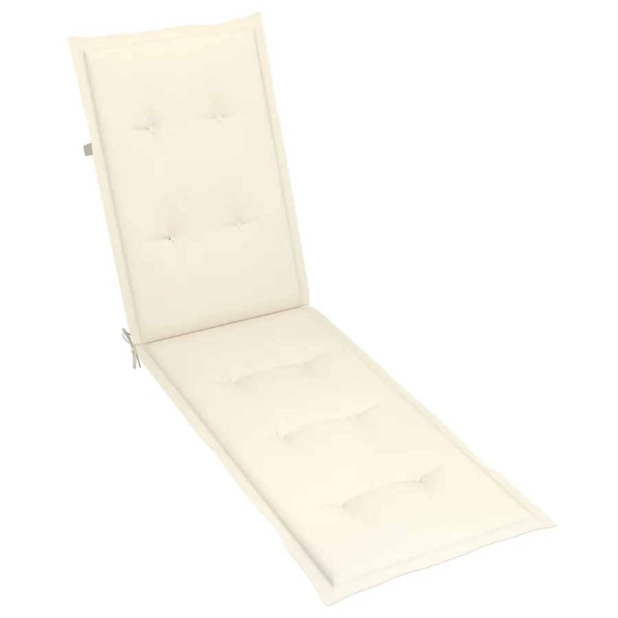 Chaise longue d'extérieur repose-pied et coussin Acacia solide - 7