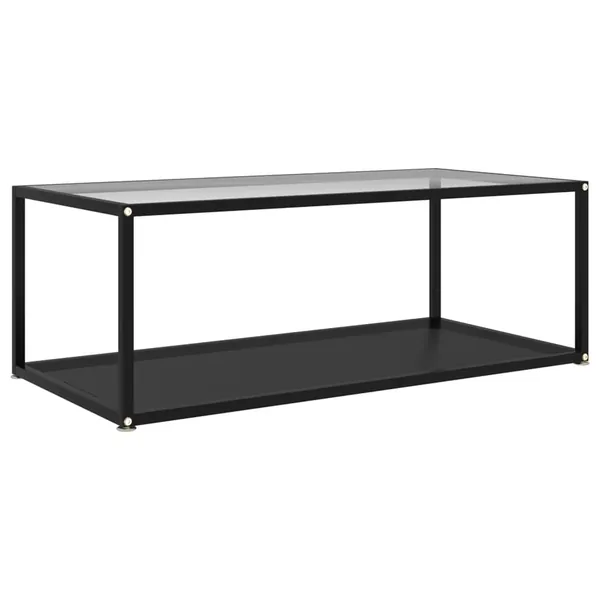 Table basse Transparent et noir 100x50x35 cm Verre trempé