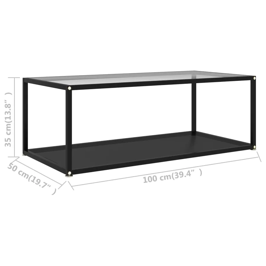Table basse Transparent et noir 100x50x35 cm Verre trempé - 5