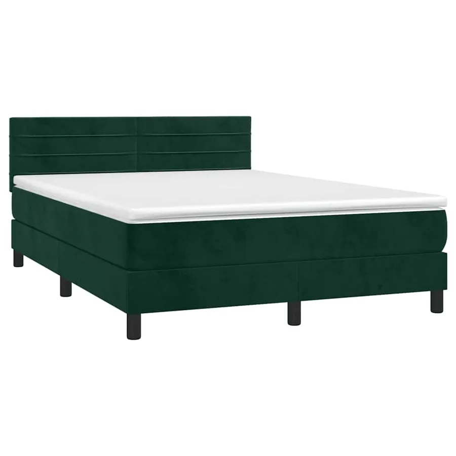 Sommier à lattes de lit avec matelas LED Vert foncé 140x200 cm - 3