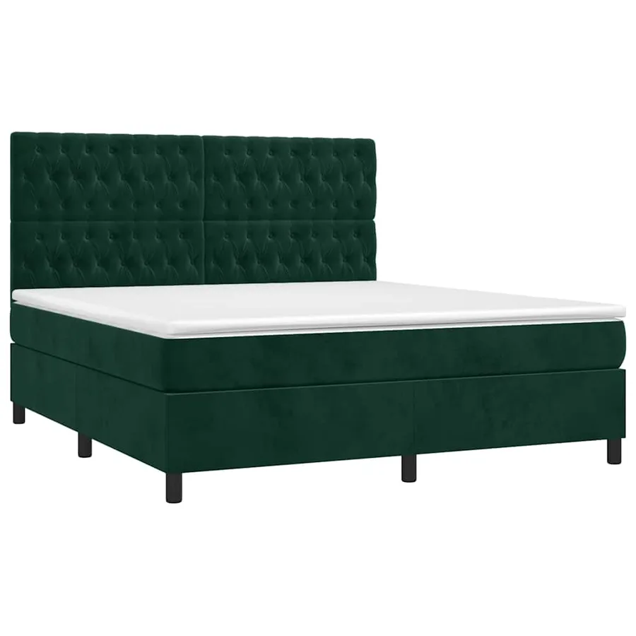 Sommier à lattes de lit matelas et LED Vert foncé 180x200 cm - 3