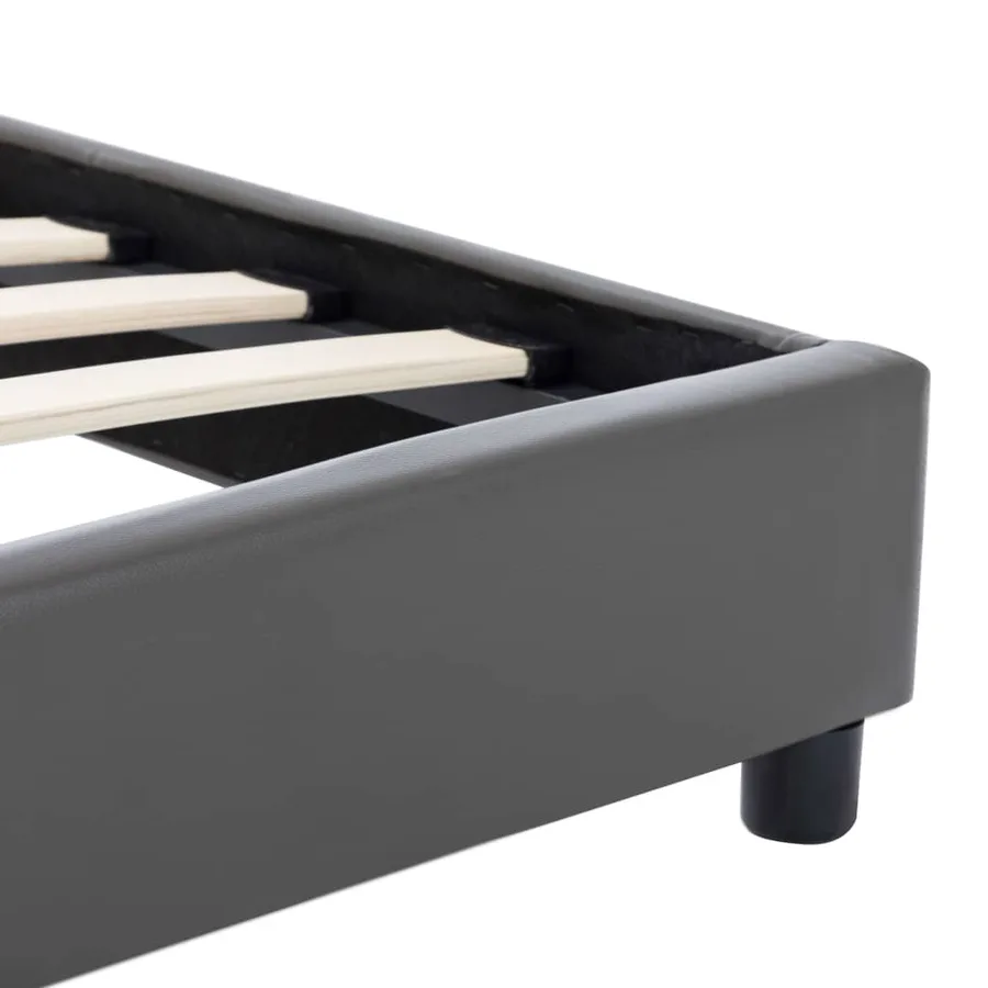 Cadre de lit sans matelas gris similicuir 140x200 cm - 5