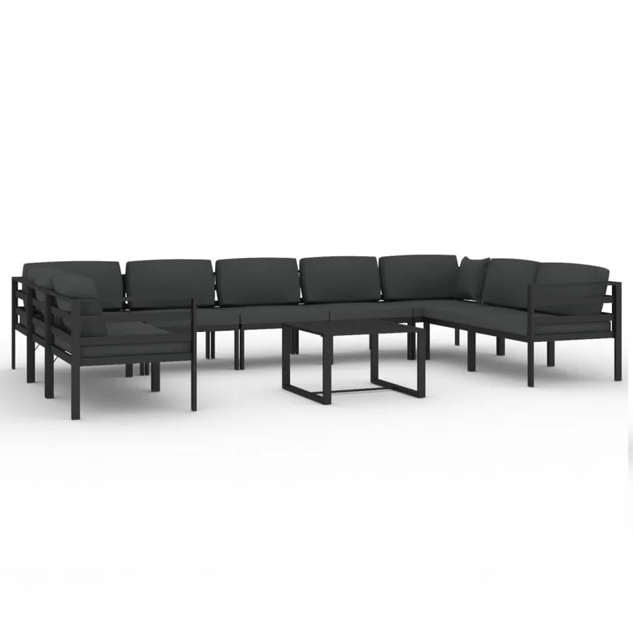 Salon de jardin 10 pcs avec coussins Aluminium Anthracite - 2