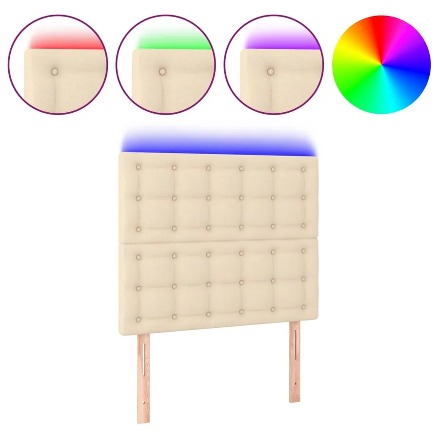 Tête de lit à LED Crème 80x5x118/128 cm Tissu - 2