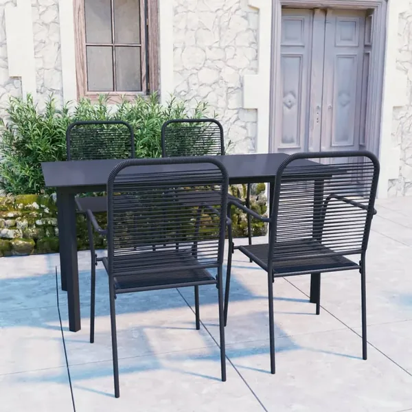Ensemble à manger de jardin 5 pcs noir verre et acier