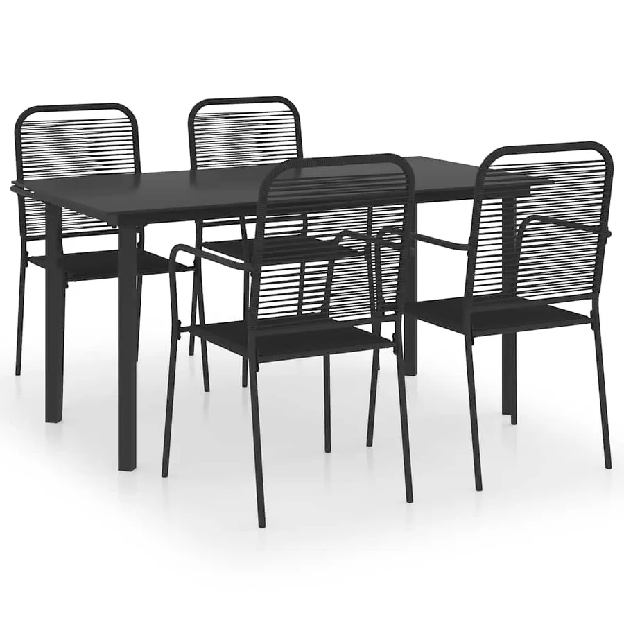 Ensemble à manger de jardin 5 pcs noir verre et acier - 2