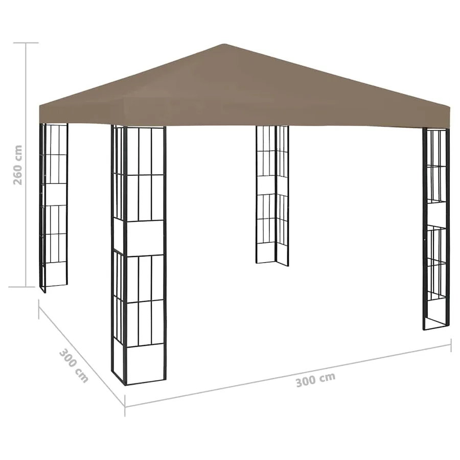 Tonnelle avec guirlande lumineuse à LED 3x3 m Taupe - 11