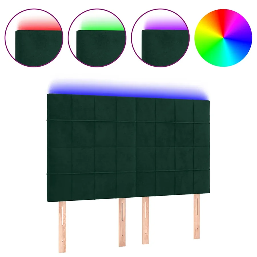 Tête de lit à LED Vert foncé 144x5x118/128 cm Velours - 2