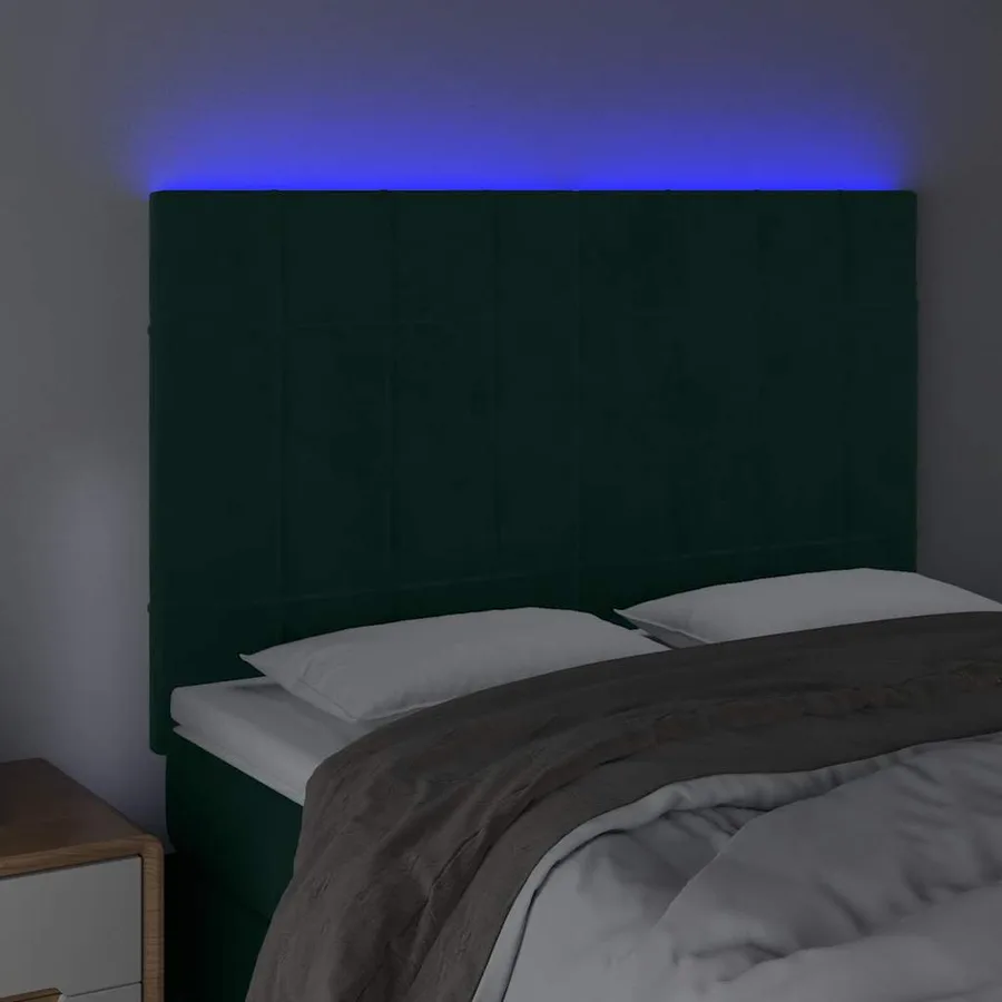 Tête de lit à LED Vert foncé 144x5x118/128 cm Velours - 3