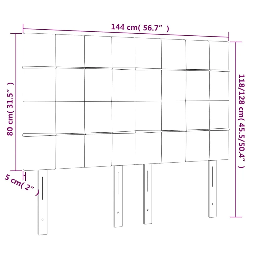 Tête de lit à LED Vert foncé 144x5x118/128 cm Velours - 7