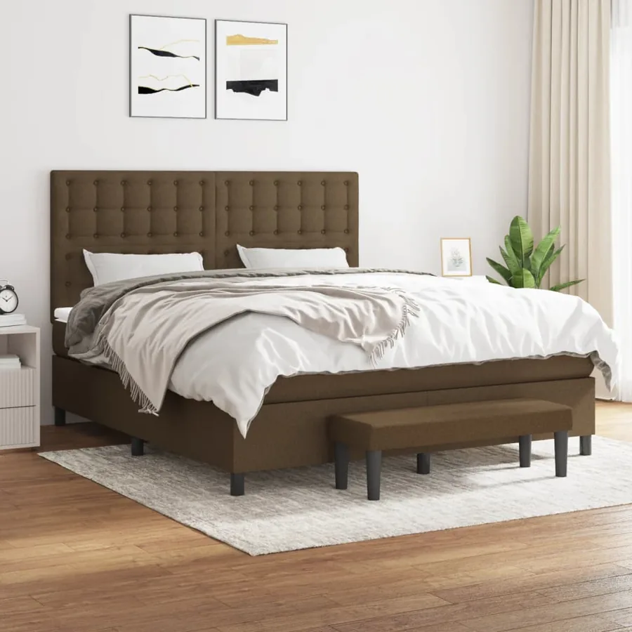 Sommier à lattes de lit avec matelas Marron foncé 160x200 cm