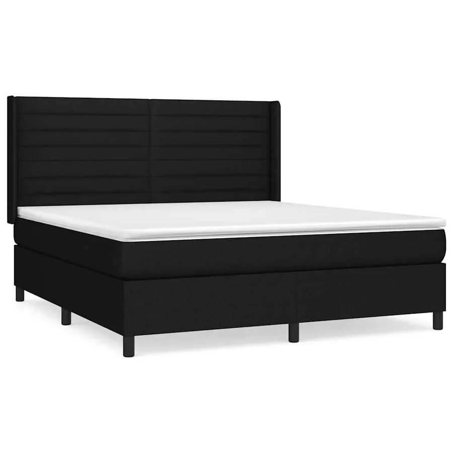 Sommier à lattes de lit avec matelas Noir 180x200 cm Tissu - 2