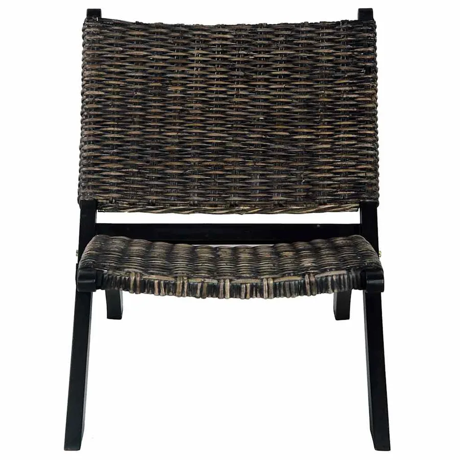 Chaise de relaxation rotin kubu naturel et bois d'acajou massif - 3