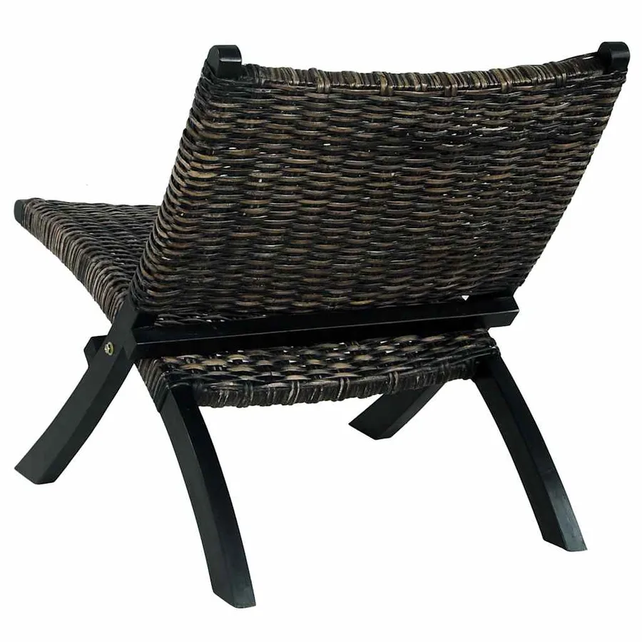 Chaise de relaxation rotin kubu naturel et bois d'acajou massif - 5